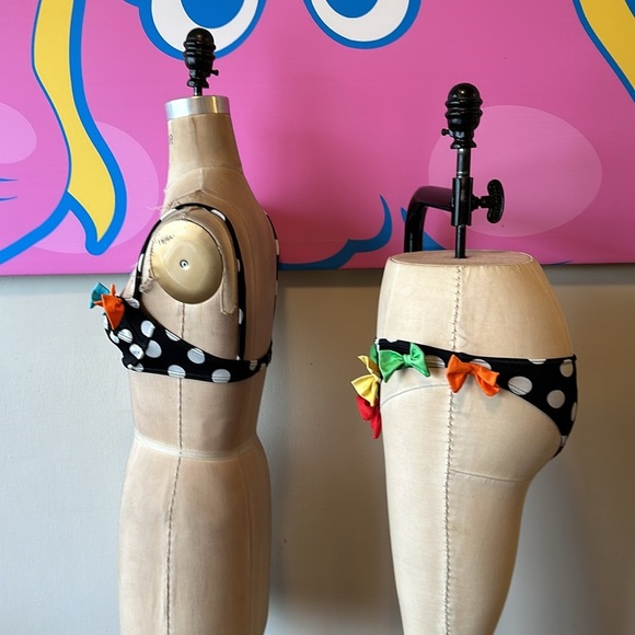 Moschino MARE Polka Dot Bow Bikini Swimsuit Vintage - Picture 7 of 11